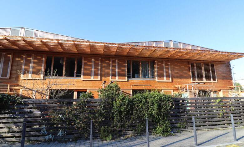 Saint Etienne, France - 03 20 2021 : Maison bioclimatique en bois