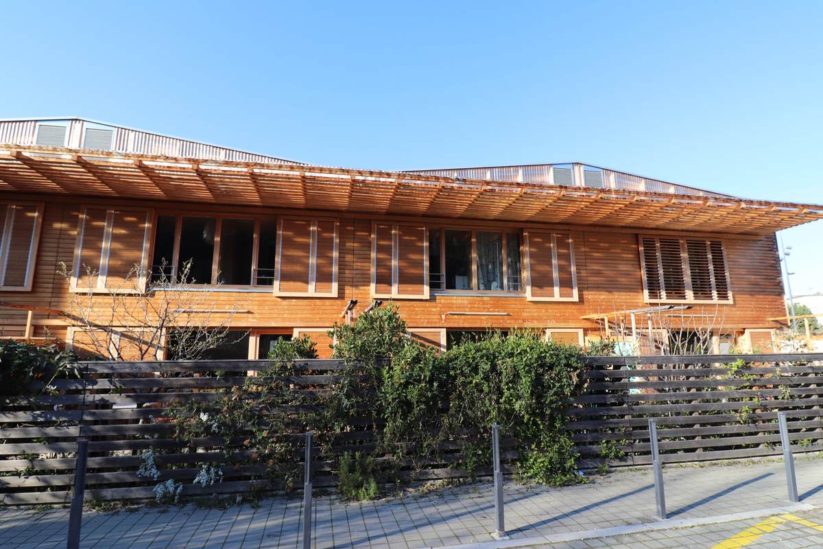 Saint Etienne, France - 03 20 2021 : Maison bioclimatique en bois