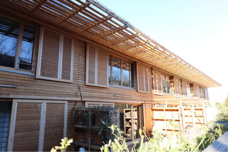 Saint Etienne, France - 03 20 2021 : Maison bioclimatique en bois