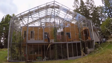 L'extérieur d’une maison sous cloche