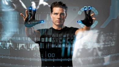 Tom Cruise regardant dans le futur dans le film de science fiction Minority Report