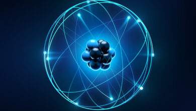 Un atome entouré d'électrons
