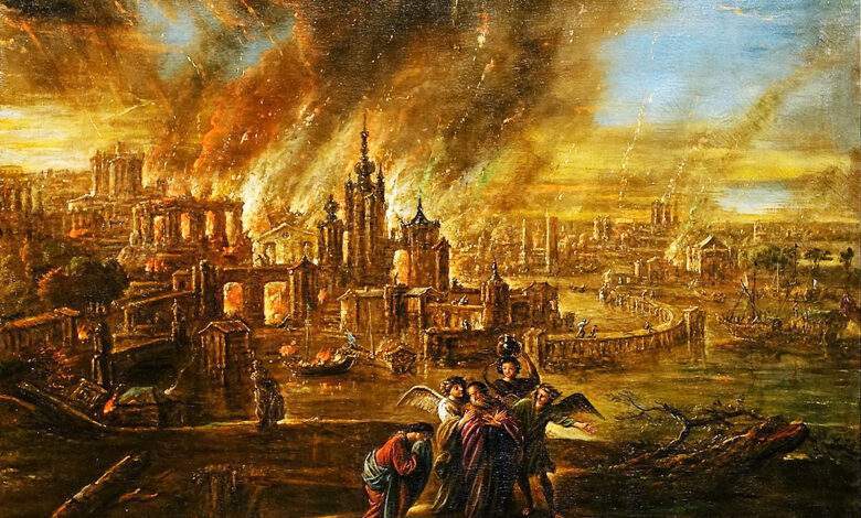Sodome et Gomorrhe en feu de Jacob Jacobsz de Wet, 1680.