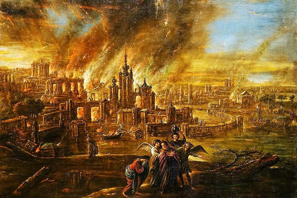 Sodome et Gomorrhe en feu de Jacob Jacobsz de Wet, 1680.