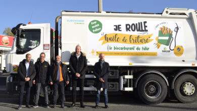 camion poubelle qui roule à l'huile de friture