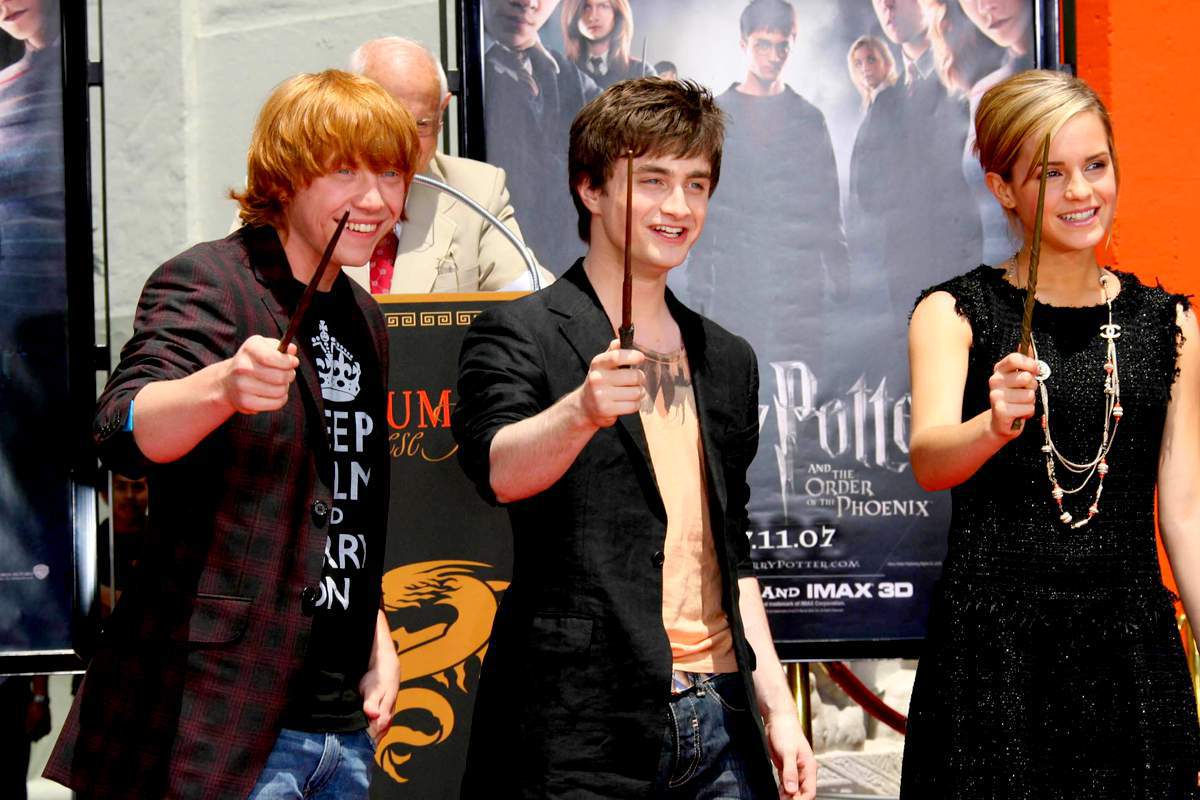 Rupert Grint with Daniel Radcliffe et Emma Watson