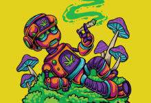 Robot personnage fumant du cannabis
