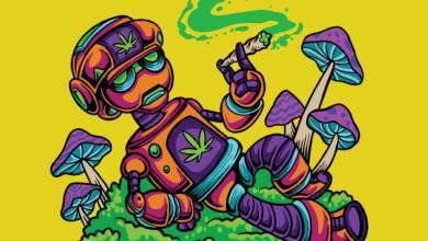 Robot personnage fumant du cannabis