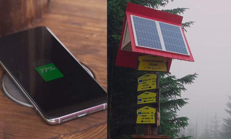 Une borne de recharge solaire pour smartphone dans la forêt des Tartas !