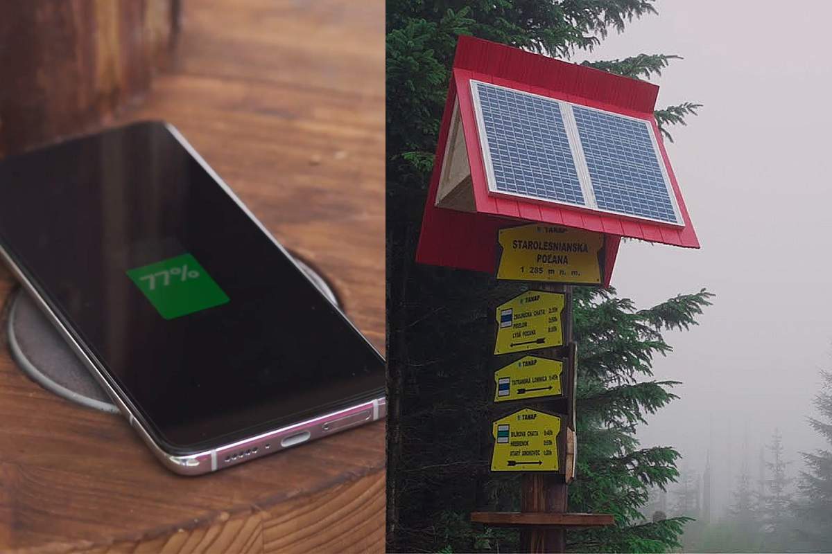 Une borne de recharge solaire pour smartphone dans la forêt des Tartas !