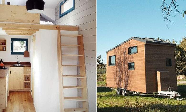 Une tiny house dans un champ