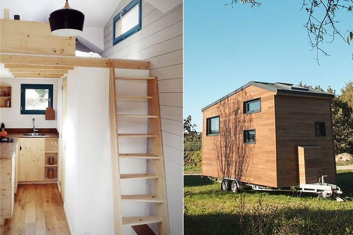 Une tiny house dans un champ