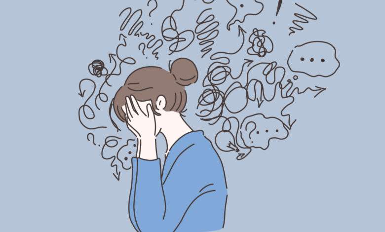 Dessin d'une femme faisant une dépression