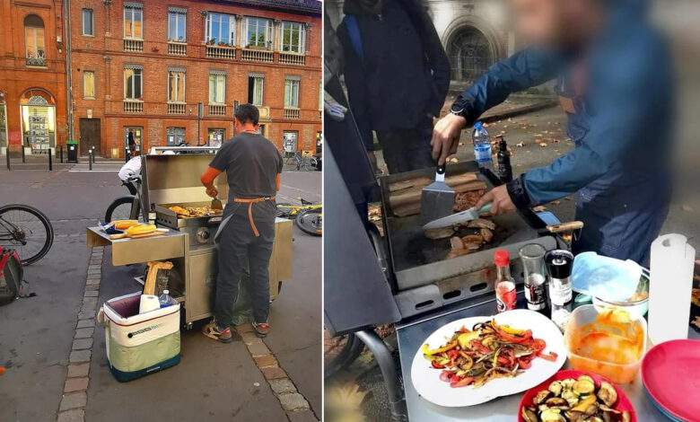 Toulouse : il sillonne la ville avec sa plancha mobile pour cuisiner des repas chauds aux sans domicile fixe