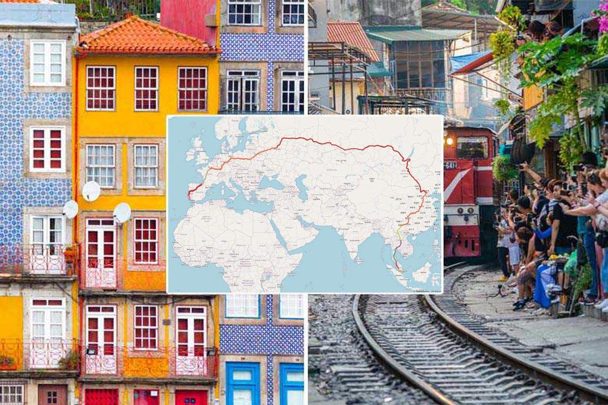 Le plus long trajet en train au monde (18755 km) reliant le Portugal à Singapour en 21 jours