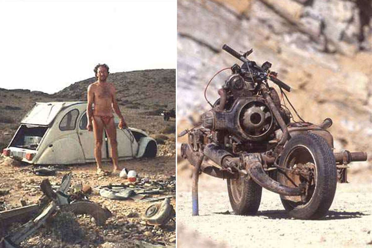 Emile Leray et sa moto fabriquée avec une 2CH