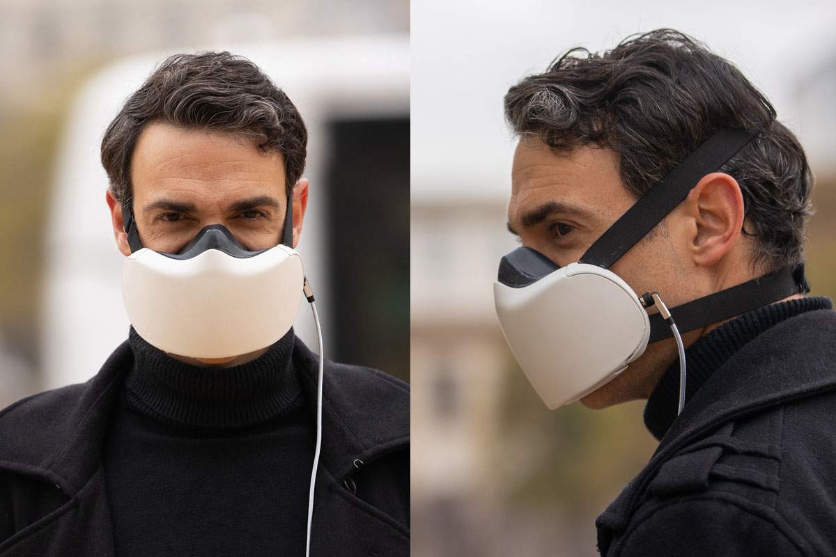 Une start-up lyonnaise Airxôm dévoile un masque anti covid innovant au CES 2022.