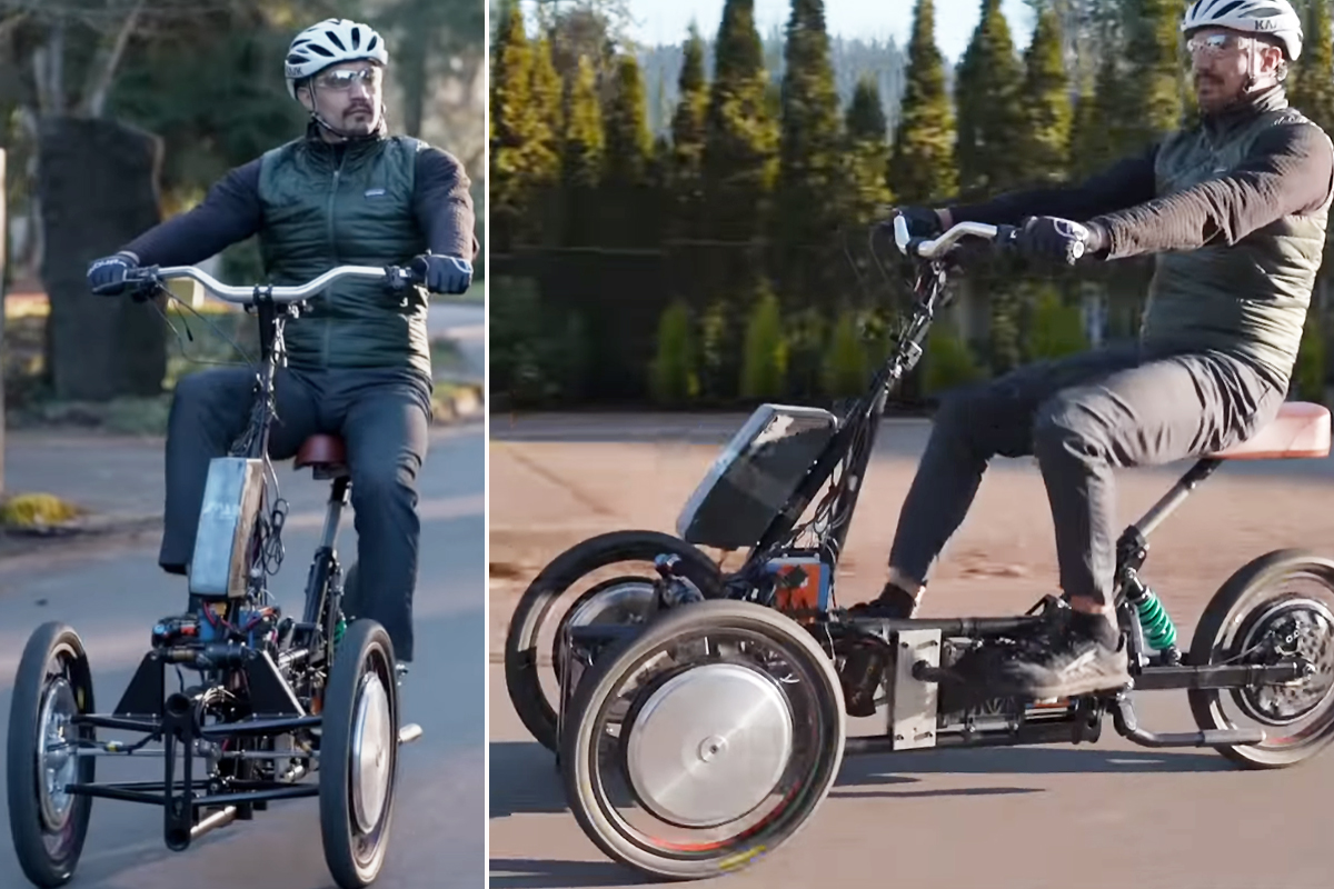 Le tricycle Mean Lean Machine (MLM) sur la route