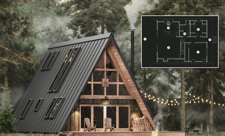 Les plans d'une maison en A