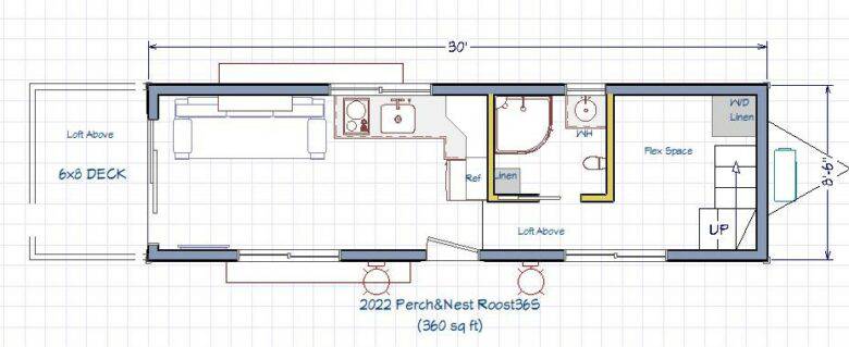 Plan de la L'intérieur de la Tiny House avec terrasse