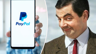 Mr Bean et un téléphone avec PayPal