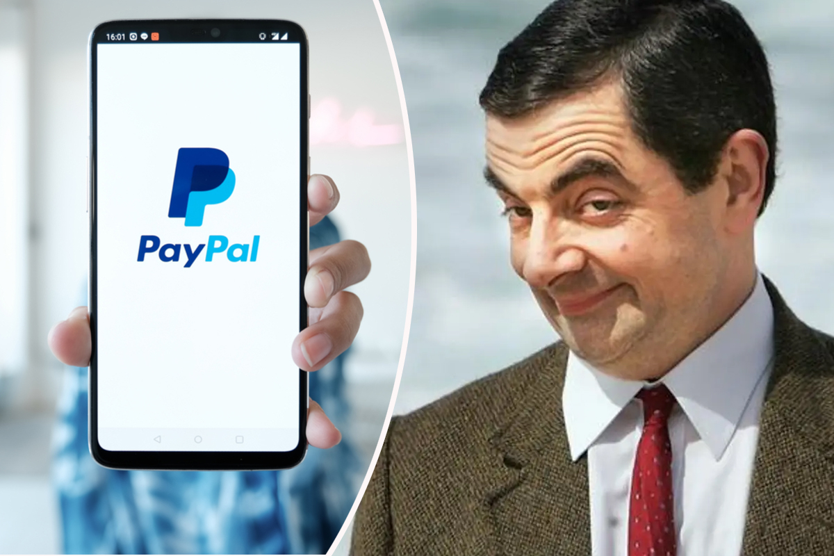 Mr Bean et un téléphone avec PayPal