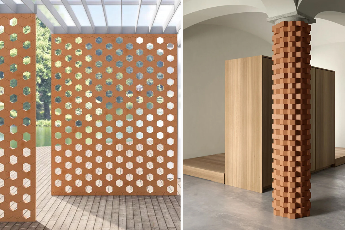 Une brique de construction hexagonale en terre cuite inspirée des alvéoles  des abeilles - NeozOne
