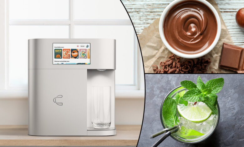 L'imprimante moléculaire Cana One avec un mojito et un chocolat chaud