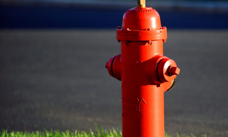 Une borne à incendie rouge
