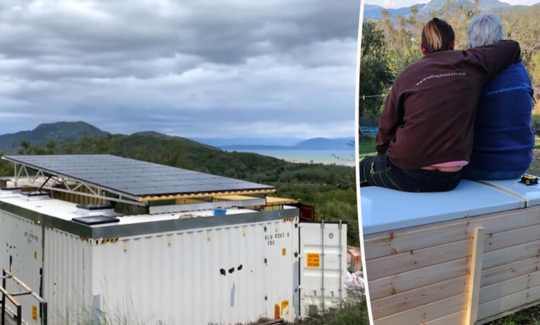 La famille Corfu et leur grande maison container blanche