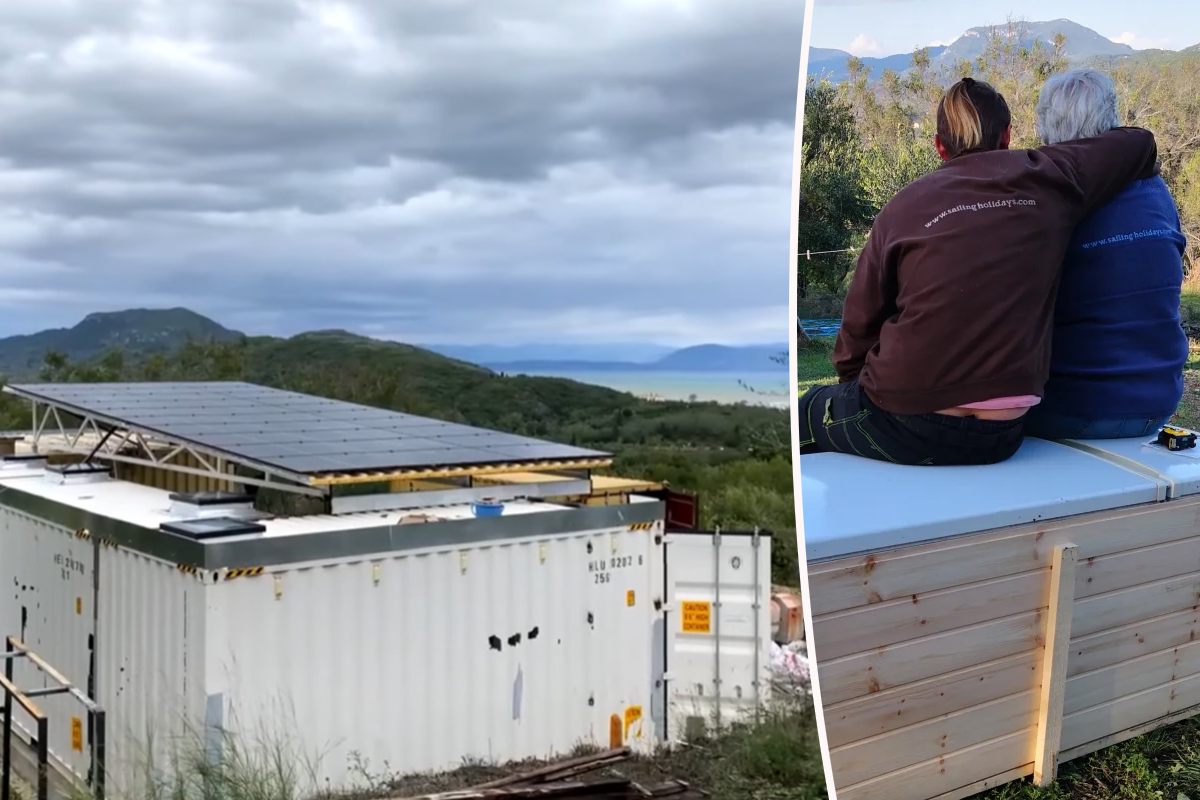 La famille Corfu et leur grande maison container blanche