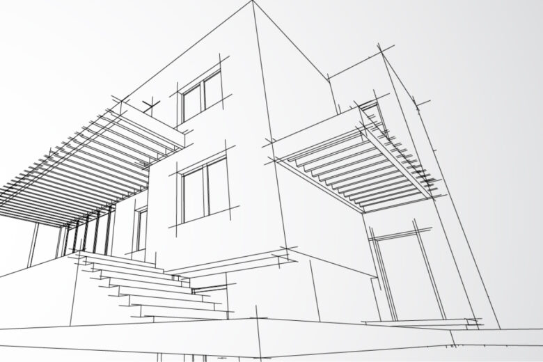 dessin d'architecture d'une maison container