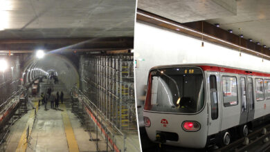 La station fantôme Plaine des Jeux lors des travaux du prolongement vers Gare d'Oullins