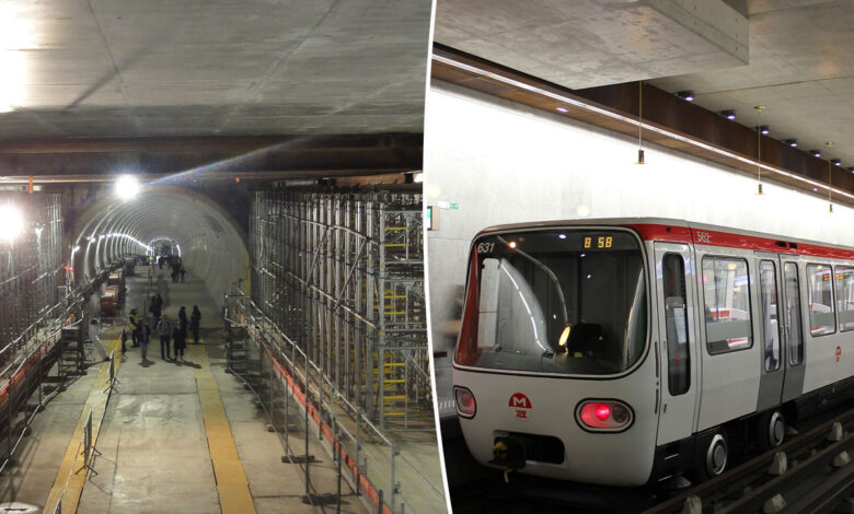 La station fantôme Plaine des Jeux lors des travaux du prolongement vers Gare d'Oullins