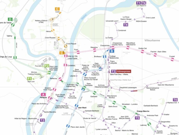 la carte du métro lyonnais et ses tunnels cachés