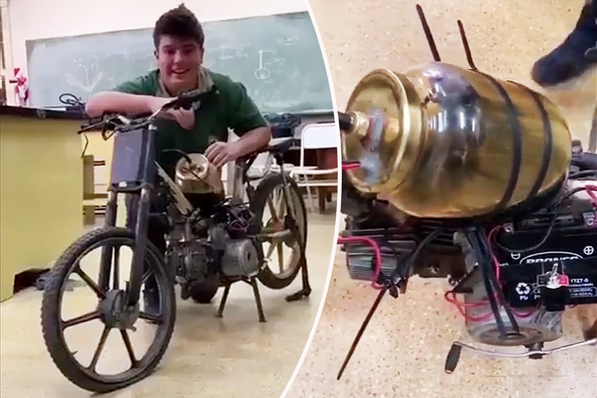 Santiago Herrera et sa moto qui roule à l'eau salée