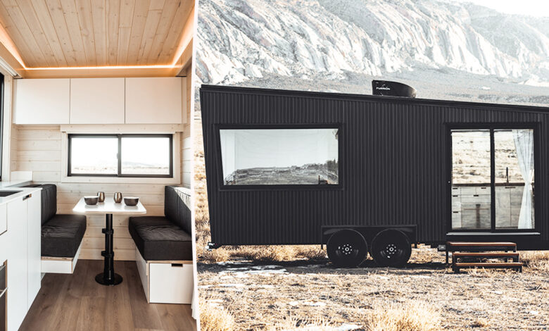 La Tiny House Quatro dans un paysage montagneux