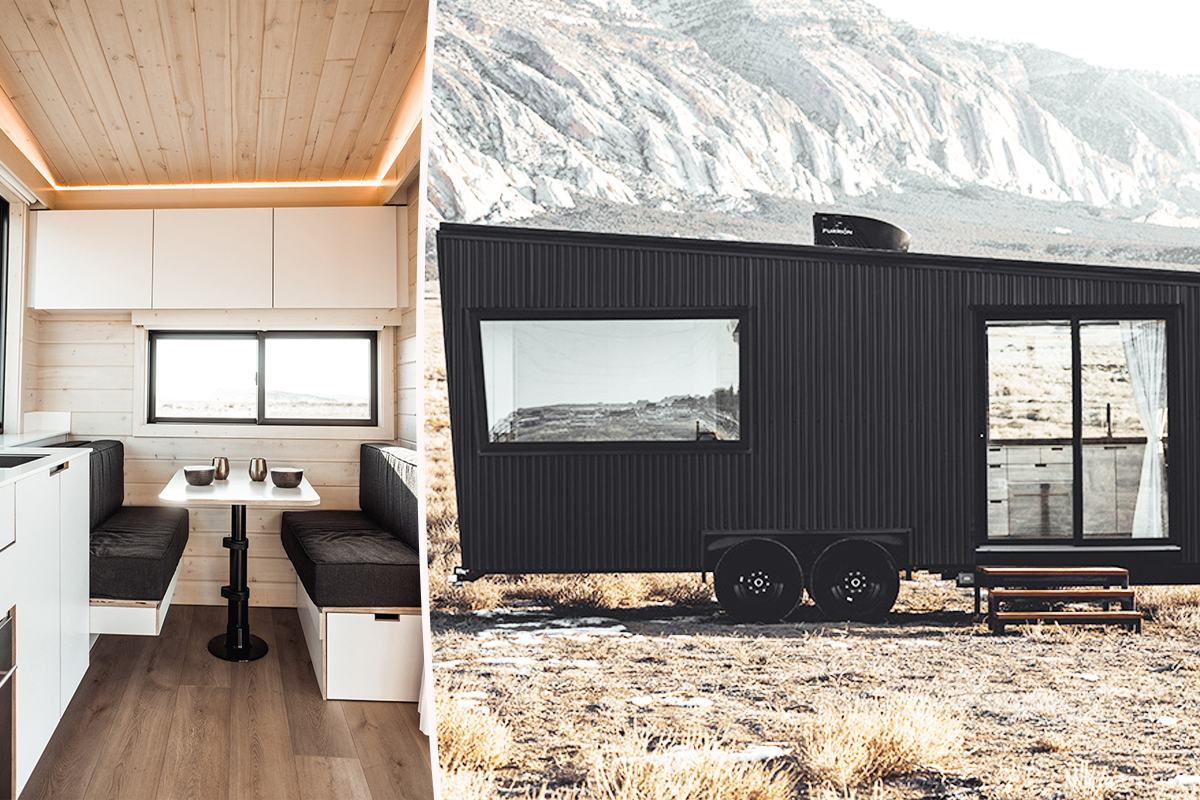 La Tiny House Quatro dans un paysage montagneux