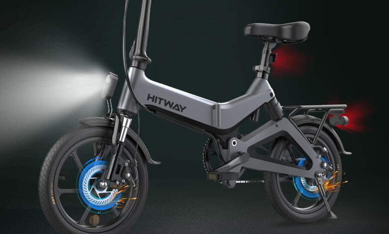 HITWAY vélo électrique léger 250W électrique Pliable d'assistance à la pédale avec Batterie 7,5Ah, 16 Pouces, pour Adolescent et Adultes