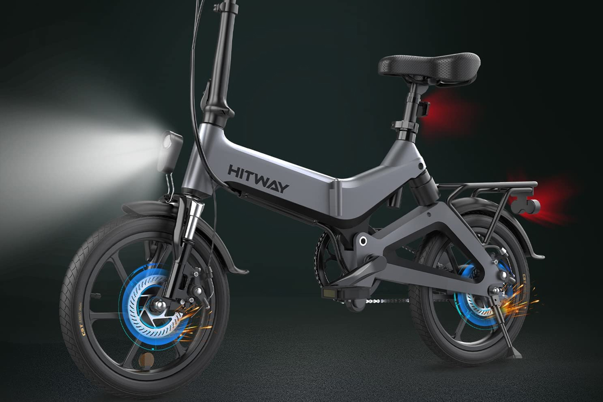 HITWAY vélo électrique léger 250W électrique Pliable d'assistance à la pédale avec Batterie 7,5Ah, 16 Pouces, pour Adolescent et Adultes
