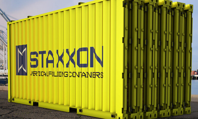 5 containers de marchandises pliés