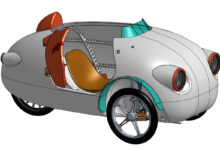 une voiture électrique blanche imprimée en 3D