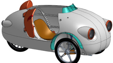 une voiture électrique blanche imprimée en 3D