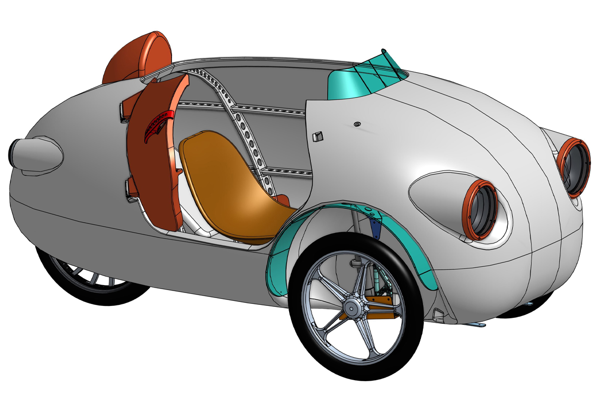 une voiture électrique blanche imprimée en 3D