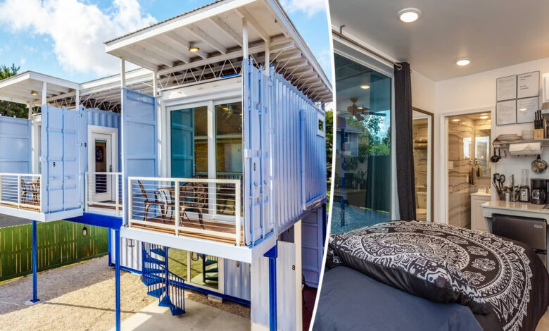 Une maison container blanche à 1 étage