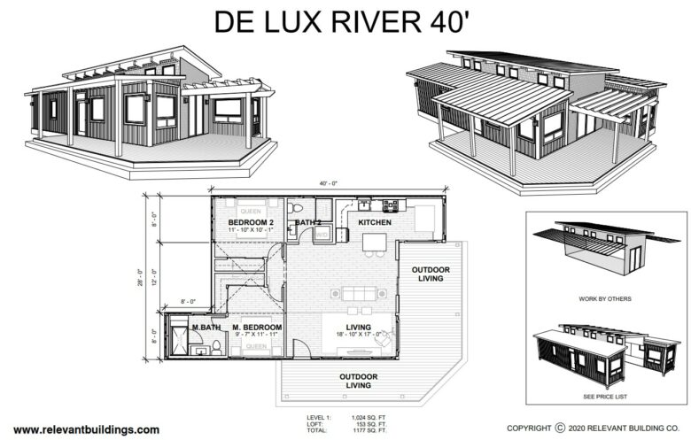 Plan de la maison container DE LUX RIVER 40′