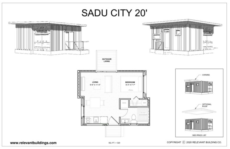 Plan de la maison container S-ADU CITY 20′