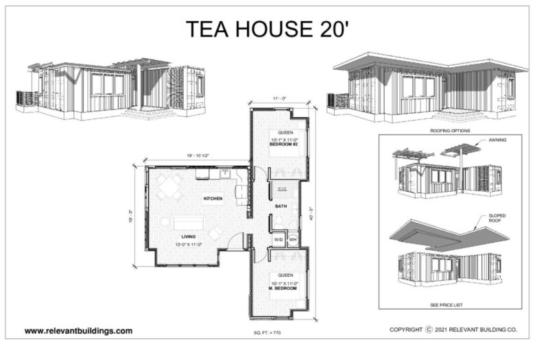 Plan de la maison container TEA HOUSE 20′