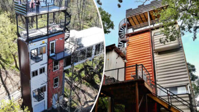 la maison container Air Castle en hauteur