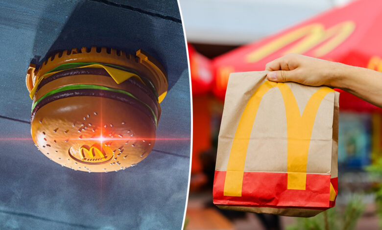 Un detecteur de fumée hamburger et un sac Mcdonald's